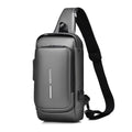FANDARE Anti-theft Sling Bag Business Men Bag Chest Crossbody bags with USB Charging Port Waterproof Small Backpack for Outdoor Work Hiking Running Sport Travel Bag Gray