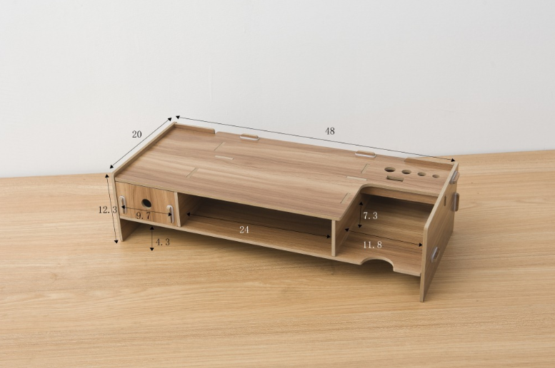 Wooden Desktop Computer Stand and Organizer