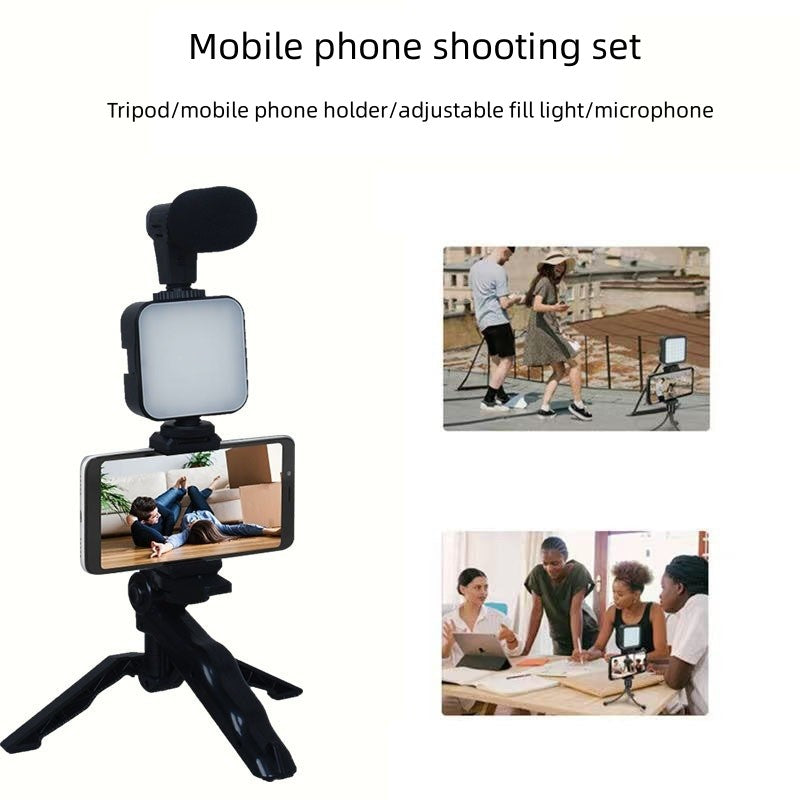 Portable Smartphone Microphone and Tripod Light Kit