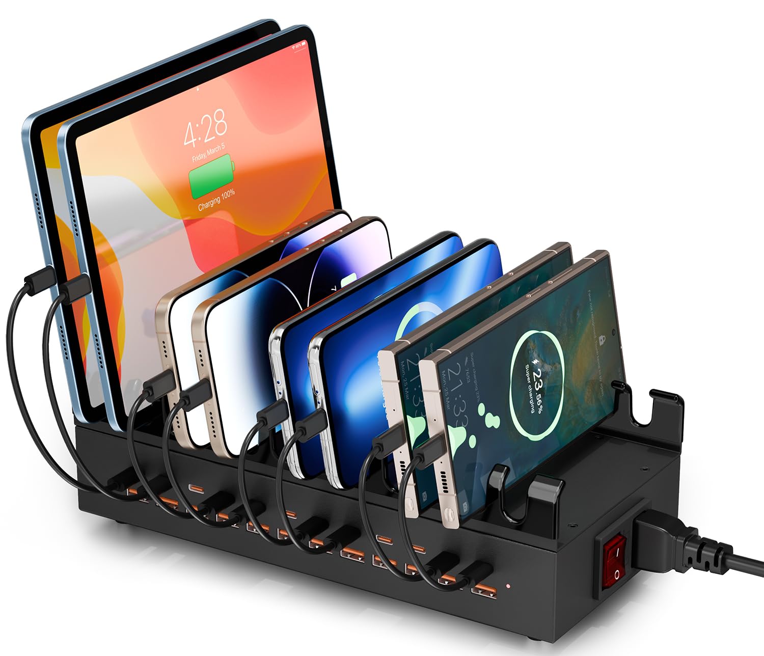 Fast USB Charging Station for Multiple Devices Brifara 300W 24 Ports USB Charger Block for Apple Devices Ipad Multiple USB Power Strip for Family Classroom Party