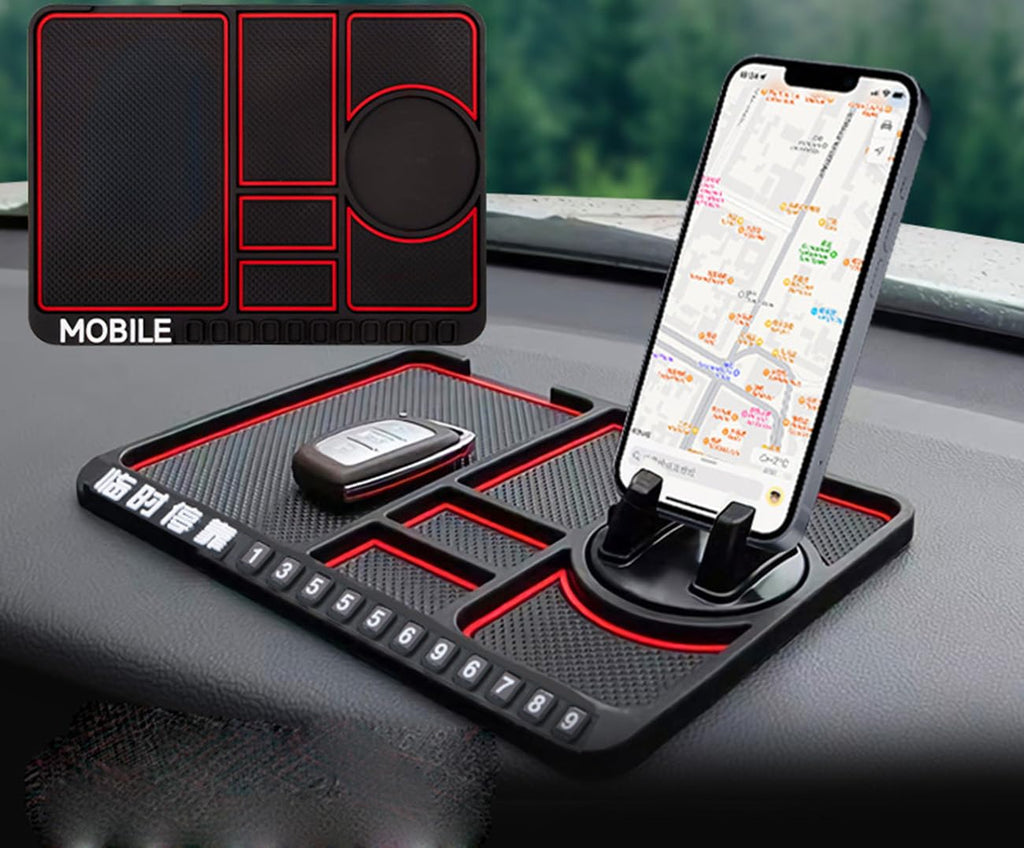 Zorratin Multifunction Car Anti-Slip Mat Auto Phone Holder Anti Skid Dashboard Pad with Temporary Parking Number for Phone Key Fob Sunglasses Gadgets...
